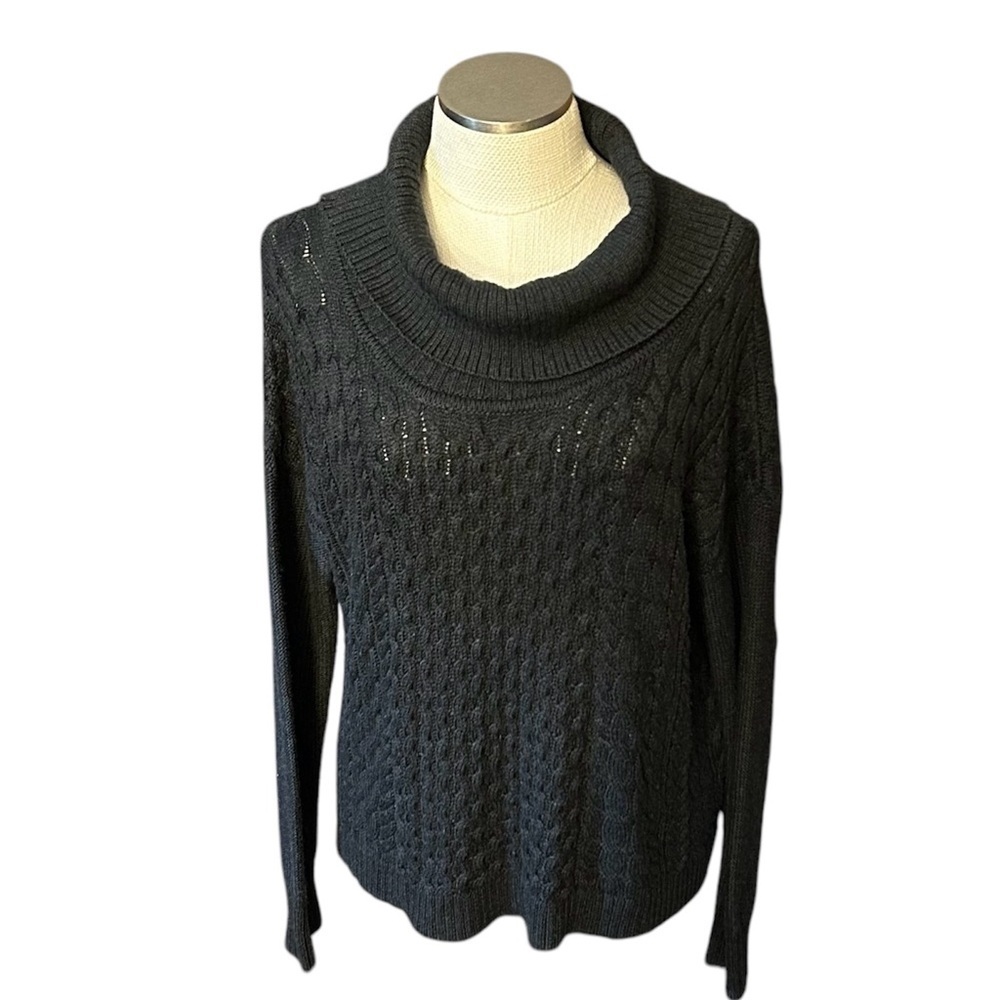 American Eagle Outfitters Cozy Charcoal Gray Cowl Neck Sweater Textured Knit